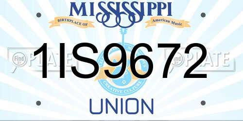 1IS9672 Mississippi License Plate
