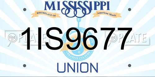 1IS9677 Mississippi License Plate