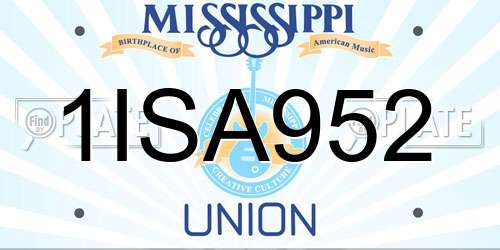 1ISA952 Mississippi License Plate