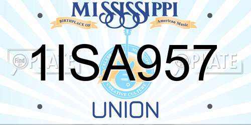 1ISA957 Mississippi License Plate