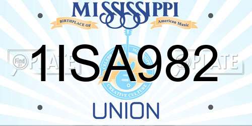 1ISA982 Mississippi License Plate