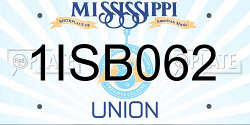 1ISB062 Mississippi License Plate