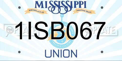 1ISB067 Mississippi License Plate