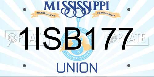 1ISB177 Mississippi License Plate