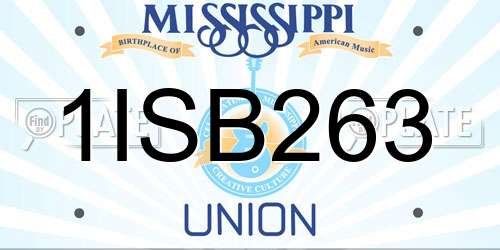 1ISB263 Mississippi License Plate
