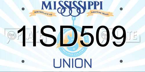 1ISD509 Mississippi License Plate