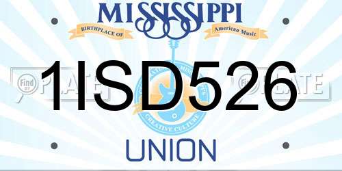 1ISD526 Mississippi License Plate