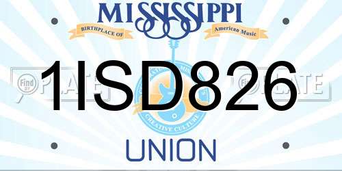 1ISD826 Mississippi License Plate