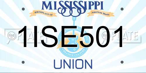 1ISE501 Mississippi License Plate
