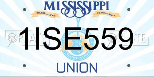 1ISE559 Mississippi License Plate