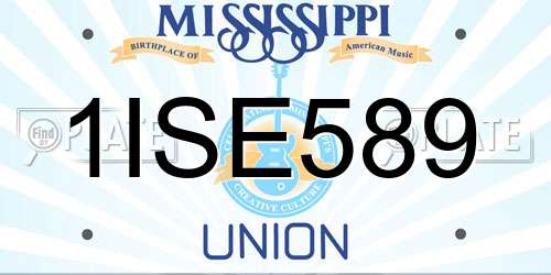 1ISE589 Mississippi License Plate