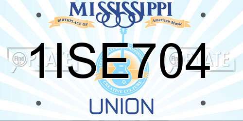 1ISE704 Mississippi License Plate
