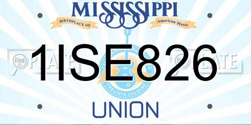 1ISE826 Mississippi License Plate