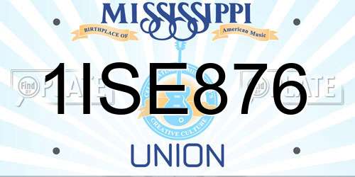1ISE876 Mississippi License Plate