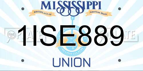 1ISE889 Mississippi License Plate