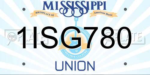 1ISG780 Mississippi License Plate