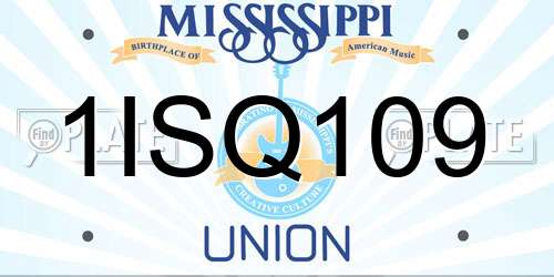 1ISQ109 Mississippi License Plate