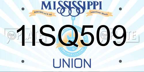 1ISQ509 Mississippi License Plate