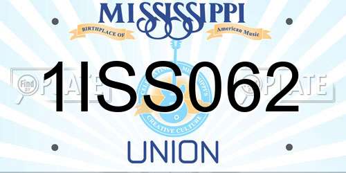 1ISS062 Mississippi License Plate