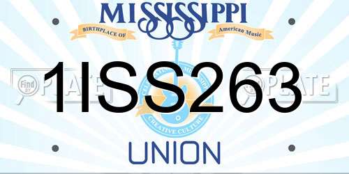 1ISS263 Mississippi License Plate
