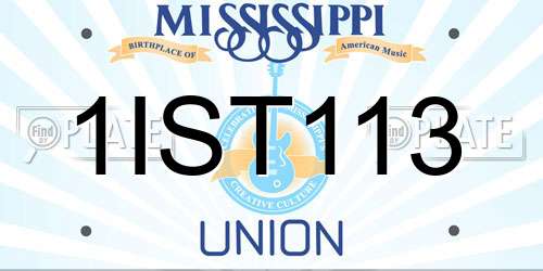 1IST113 Mississippi License Plate