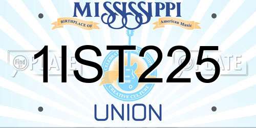 1IST225 Mississippi License Plate