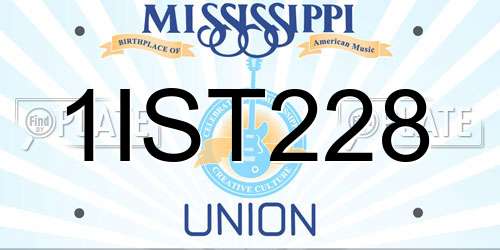 1IST228 Mississippi License Plate