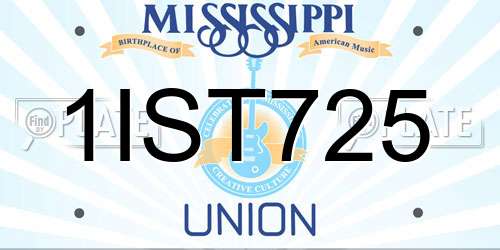 1IST725 Mississippi License Plate