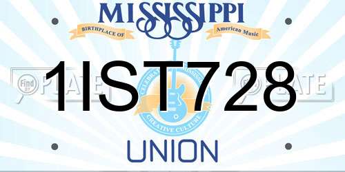 1IST728 Mississippi License Plate