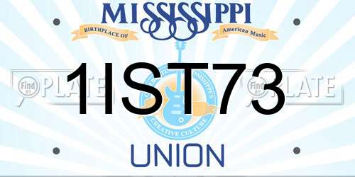 1IST73 Mississippi License Plate