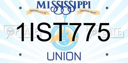 1IST775 Mississippi License Plate