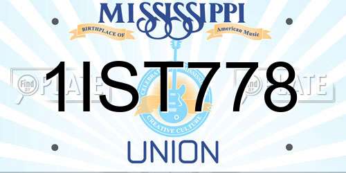 1IST778 Mississippi License Plate