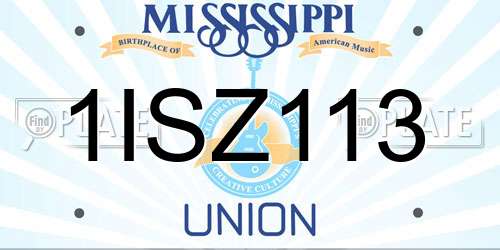 1ISZ113 Mississippi License Plate