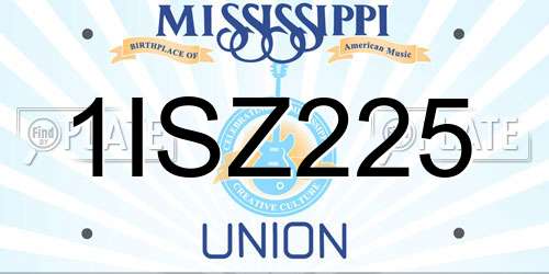 1ISZ225 Mississippi License Plate