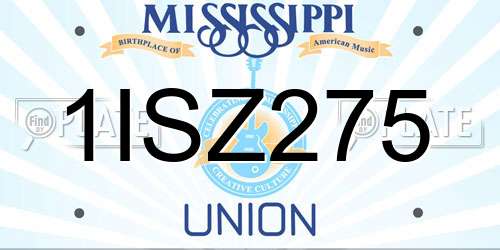 1ISZ275 Mississippi License Plate