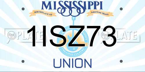 1ISZ73 Mississippi License Plate