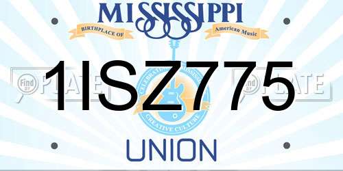 1ISZ775 Mississippi License Plate