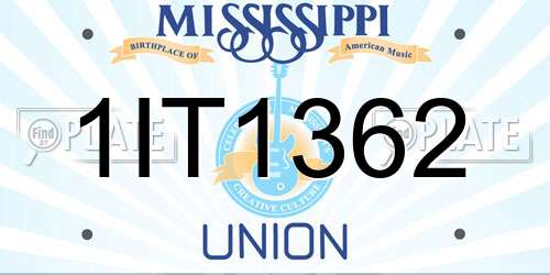 1IT1362 Mississippi License Plate