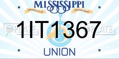 1IT1367 Mississippi License Plate