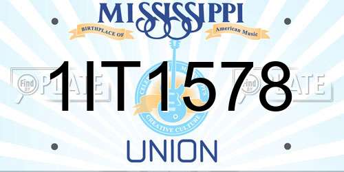 1IT1578 Mississippi License Plate