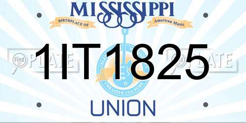 1IT1825 Mississippi License Plate