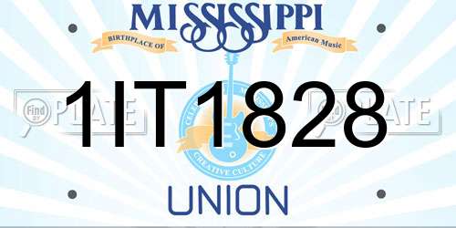 1IT1828 Mississippi License Plate