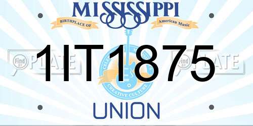 1IT1875 Mississippi License Plate