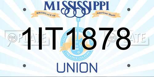 1IT1878 Mississippi License Plate