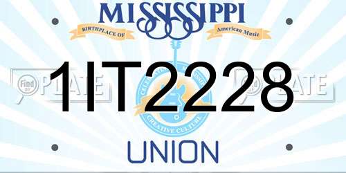 1IT2228 Mississippi License Plate