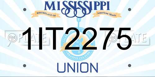 1IT2275 Mississippi License Plate
