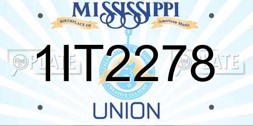 1IT2278 Mississippi License Plate