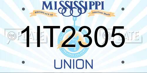 1IT2305 Mississippi License Plate