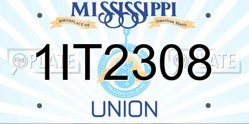1IT2308 Mississippi License Plate