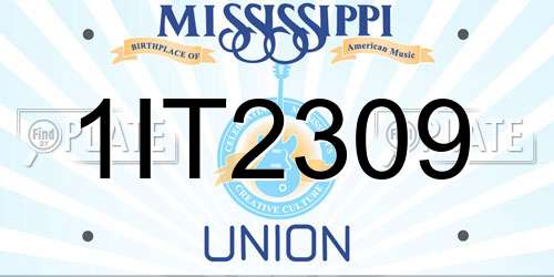 1IT2309 Mississippi License Plate